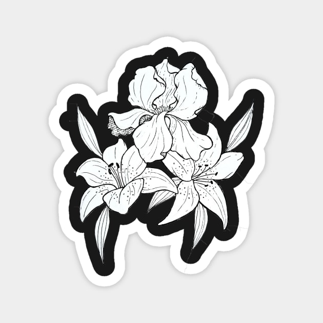 Iris and tiger lilies Magnet by fun chaos amy