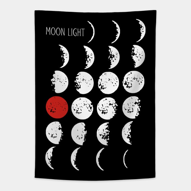 Moonlight - Moon Phases With Blood Full Moon Tapestry by EDDArt