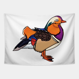 Colorful mandarin duck illustration Tapestry