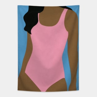 Pink Swimsuit Black Hair Tapestry