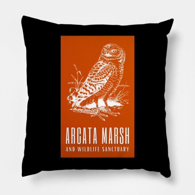 Arcata Marsh and Wildlife Sanctuary Humboldt Nature California Owl Bird Pillow by VLE Design