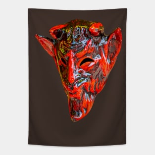 Red Devil Mask Tapestry