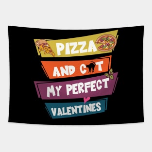 Pizza And Cat My Perfect Valentines Tapestry