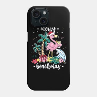 Funny Christmas Flamingo Merry Beachmas Womens Phone Case