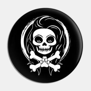 Female Pet Sitter Skull and Crossbones White Logo Pin