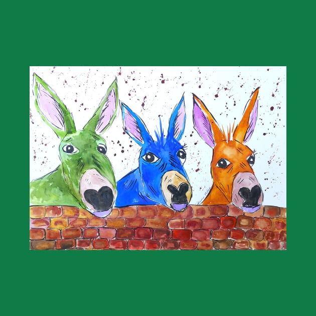 Three Quirky Colourful Donkeys by Casimirasquirkyart