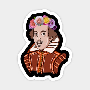 William Shakespeare - Portrait With Flower Crown Magnet