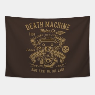 Death Machine Motor Co. Ride Fast Or Die Last Shovelhead Best Engine Tapestry