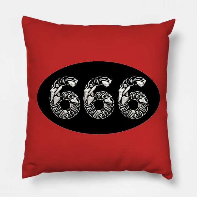 Dark 666 made of bones (Ideal for goths and Halloween) Pillow by F-for-Fab