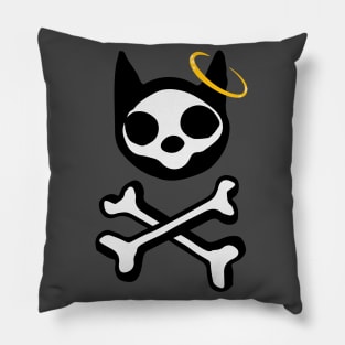 Dead Cat Skull Bones Pirate Angel Doodle Pillow