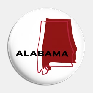 Crimson Red State of Alabama Pin