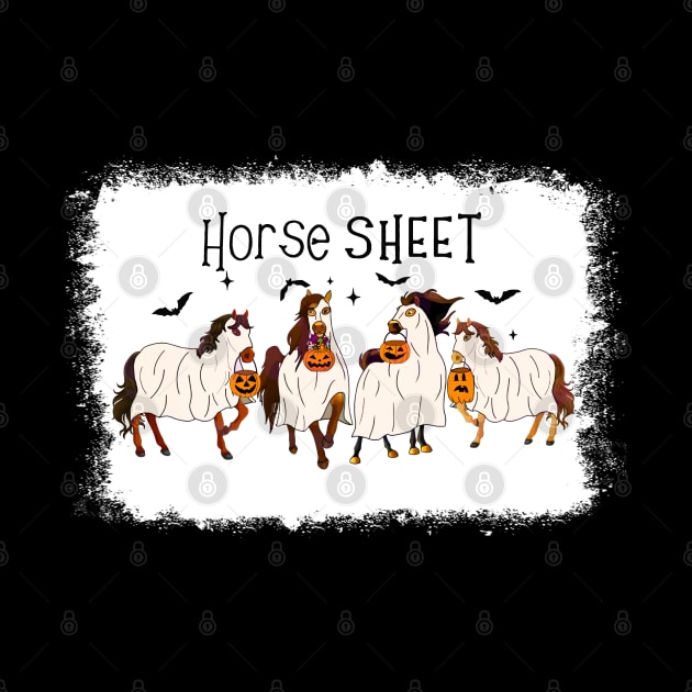 Horse Sheet Horse Ghost Halloween Funny Saying Men Women by Rene	Malitzki1a