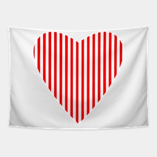 Red and White Stripes Heart Tapestry