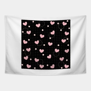 Pink heart with black background Tapestry