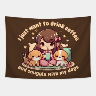 Coffee And Canine Cuddles Tapestry