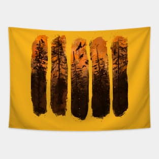 Fall Season - Pine October Trees Tapestry