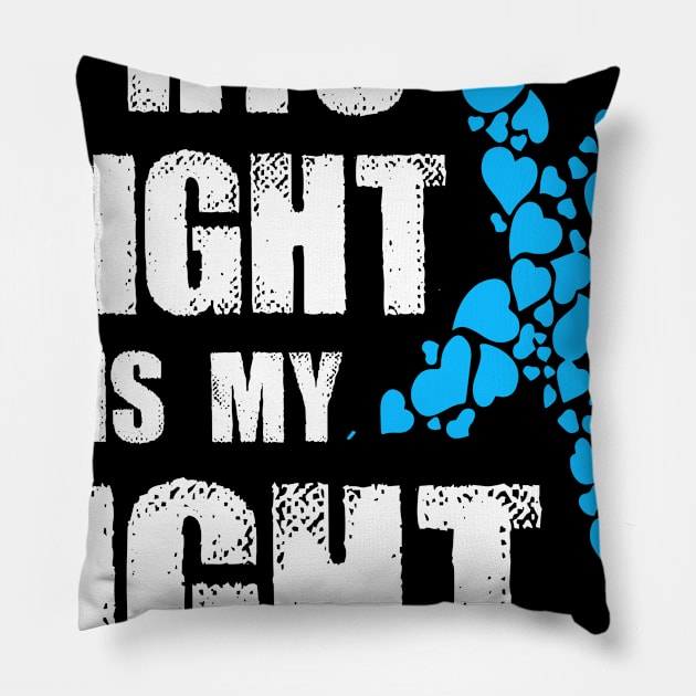 His Fight Is My Fight Diabetes Awareness Retro Ribbon Gift Pillow by thuylinh8