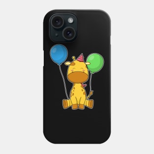 Giraffe at Birthday with Balloons Phone Case
