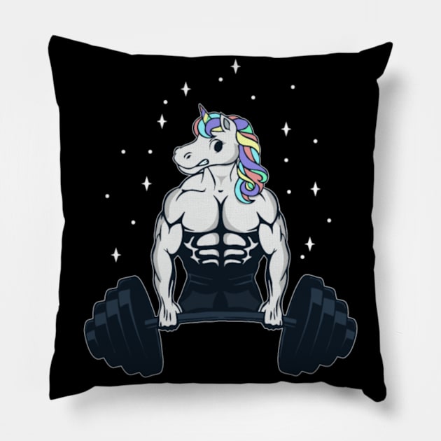 Unicorn Weightlifting unicorn Pillow by Nulian Sanchez