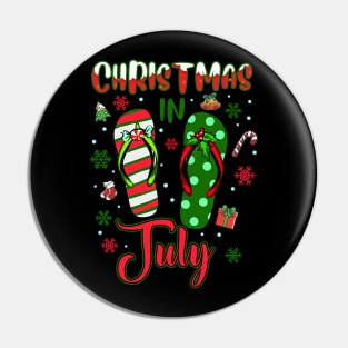 Christmas in July Flip Flops Summer Vacation Gift For Boys Girls Kids Pin