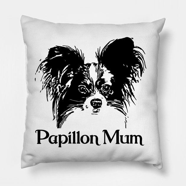 Papillon Black Print Artwork Pillow by NikkiBear67