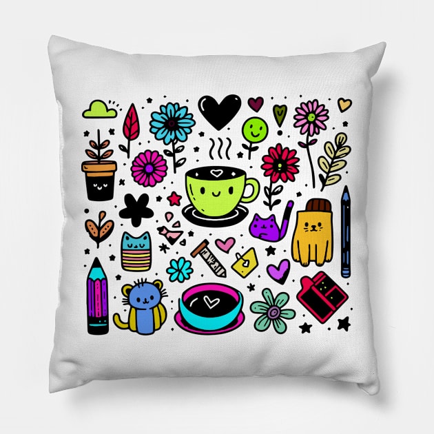 Doodle Art Design Pillow by Red Sky Merchandise