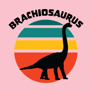 Kids Dinosaur Brachiosaurus Retro Sunset Dino T-Shirt