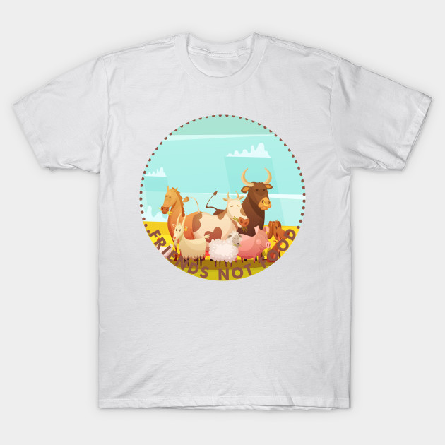 Friends Not Food Shirt Vegan Vegetarian Pet Lovers Tee Love For The Animals