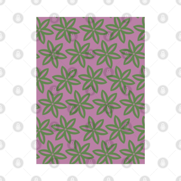 Geometrical Botanical Purple Green Flowers by Colorable