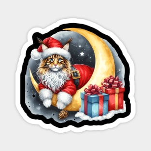 Maine Coon Cat On The Moon Christmas Magnet