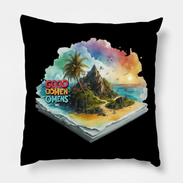 good omens Pillow by Avocado design for print on demand