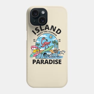 Island Paradise Flamingo  Surfing Beach Phone Case