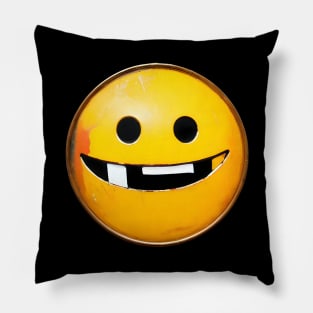 Retro Metal Smiley Face Teeth 01 Pillow