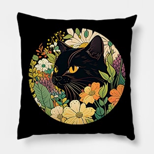 Floral kitty - Cat Filled With Flowers Pillow