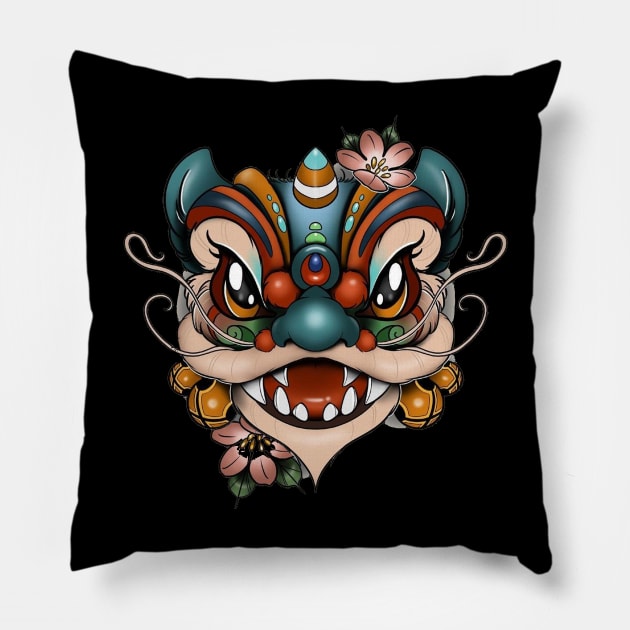 foo dog Pillow by Stephanie Francoeur Art