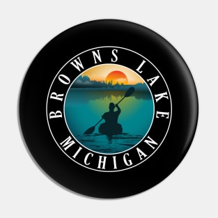 Browns Lake Kayaking Michigan Sunset Pin