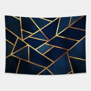 Navy Gold Geometric Tapestry