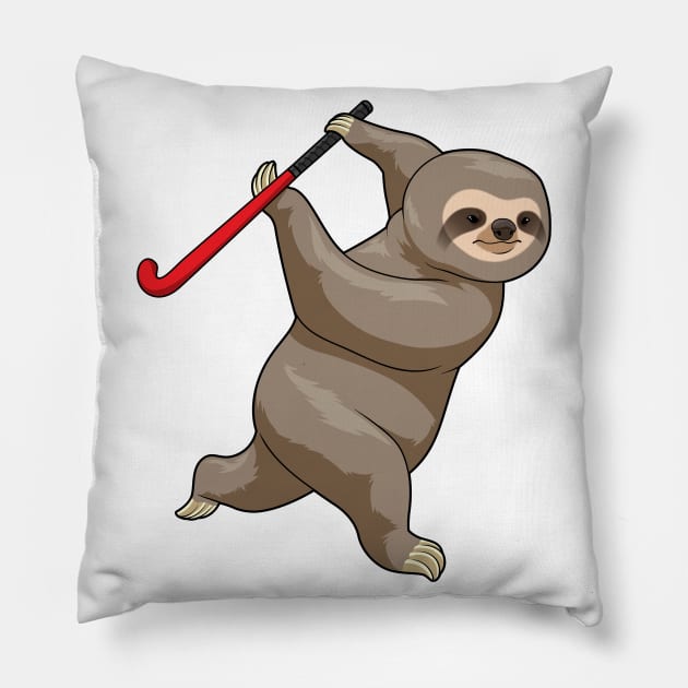 Sloth Hockey Hockey bat Pillow by Markus Schnabel