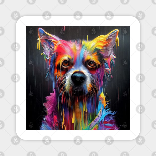 Colorful Dog in The Rain (Painting) Magnet by Imagequest