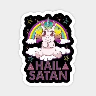 Hail Satan Unicorn Cute Rainbow Heavy Metal Pun Magnet