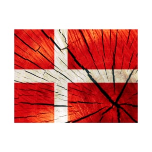 Flag of Denmark – Tree Trunk Wood T-Shirt