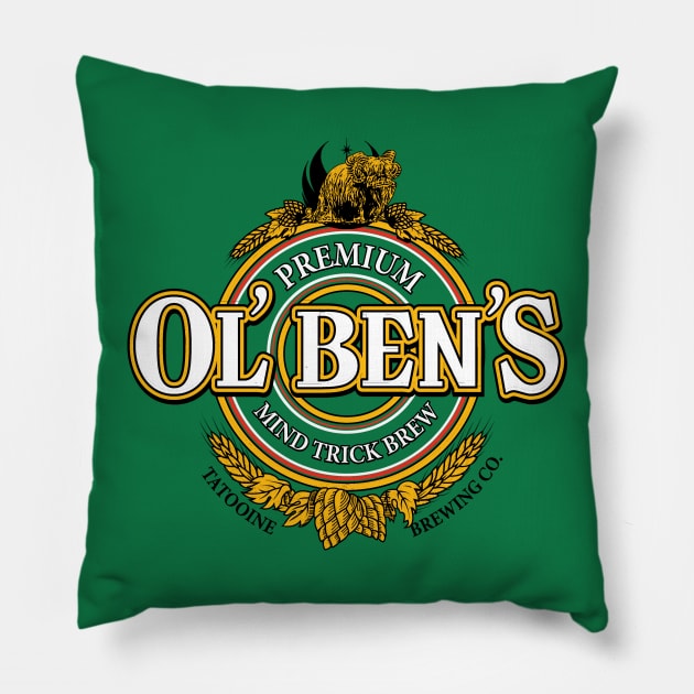 Ol' Ben's Mind Trick Brew Pillow by WarbucksDesign