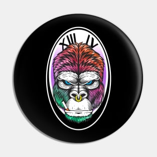 Angry Rainbow Gorilla Face Pin