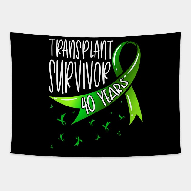 40 Year Organ Transplant Survivor Green Ribbon Tapestry by Gold Wings Tees