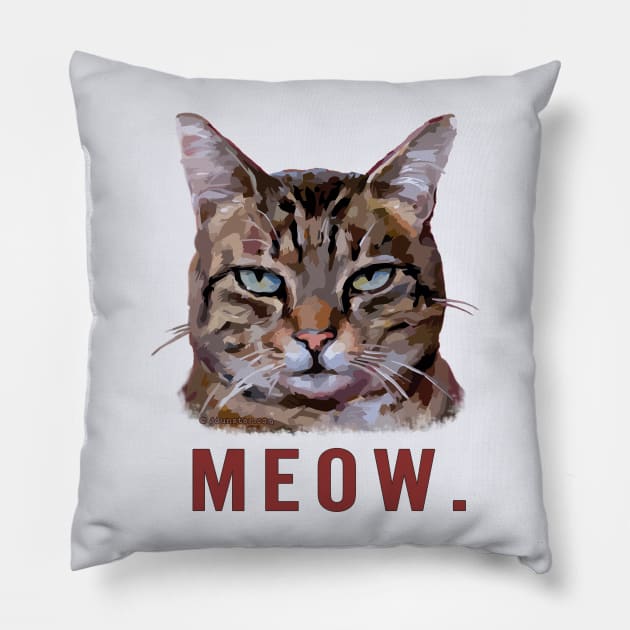 Bored cat "Meow" Funny sarcastic kitty design Pillow by jdunster