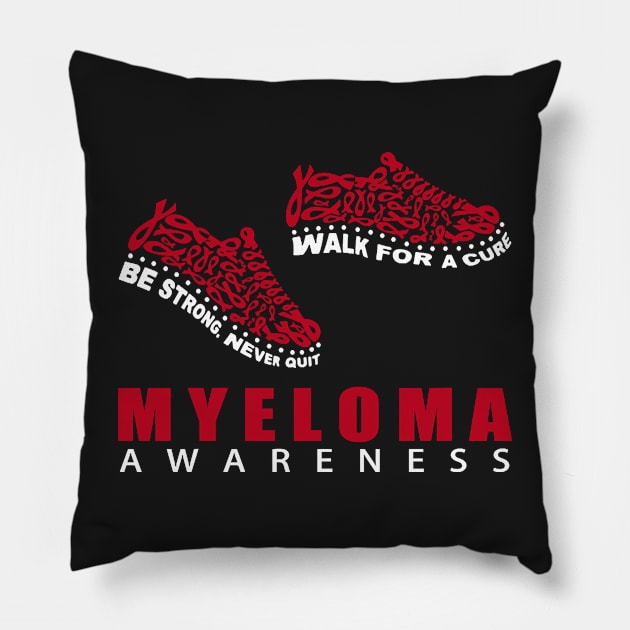 Myeloma Awareness Shoes Burgundy Ribbon In This Family No One Fights Alone Pillow by Mayla90
