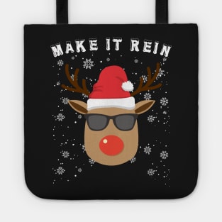 Make it rein - Christmas Reindeer Head With Sunglasses Tote