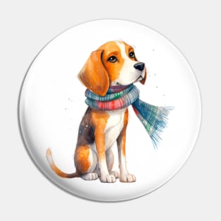 Beagle winter dog Pin