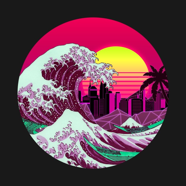 The Great RetroWave off Kanagawa by Kiboune