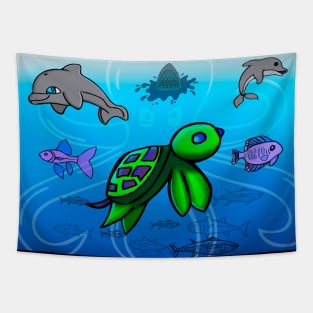 Sea Creatures Underwater Tapestry